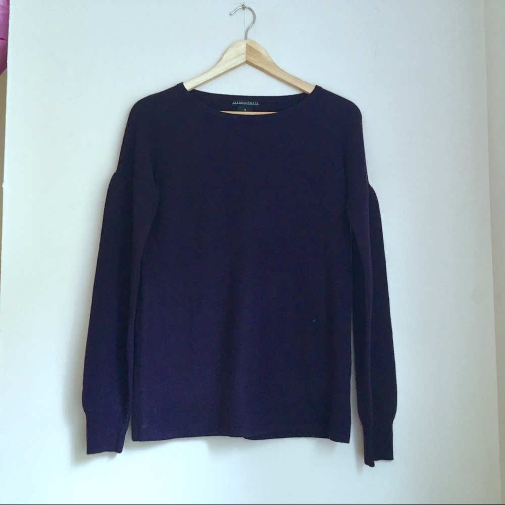 Sofia 100% Cashmere Sweater | Dropped Balloon Sleeve | Purple | Size S